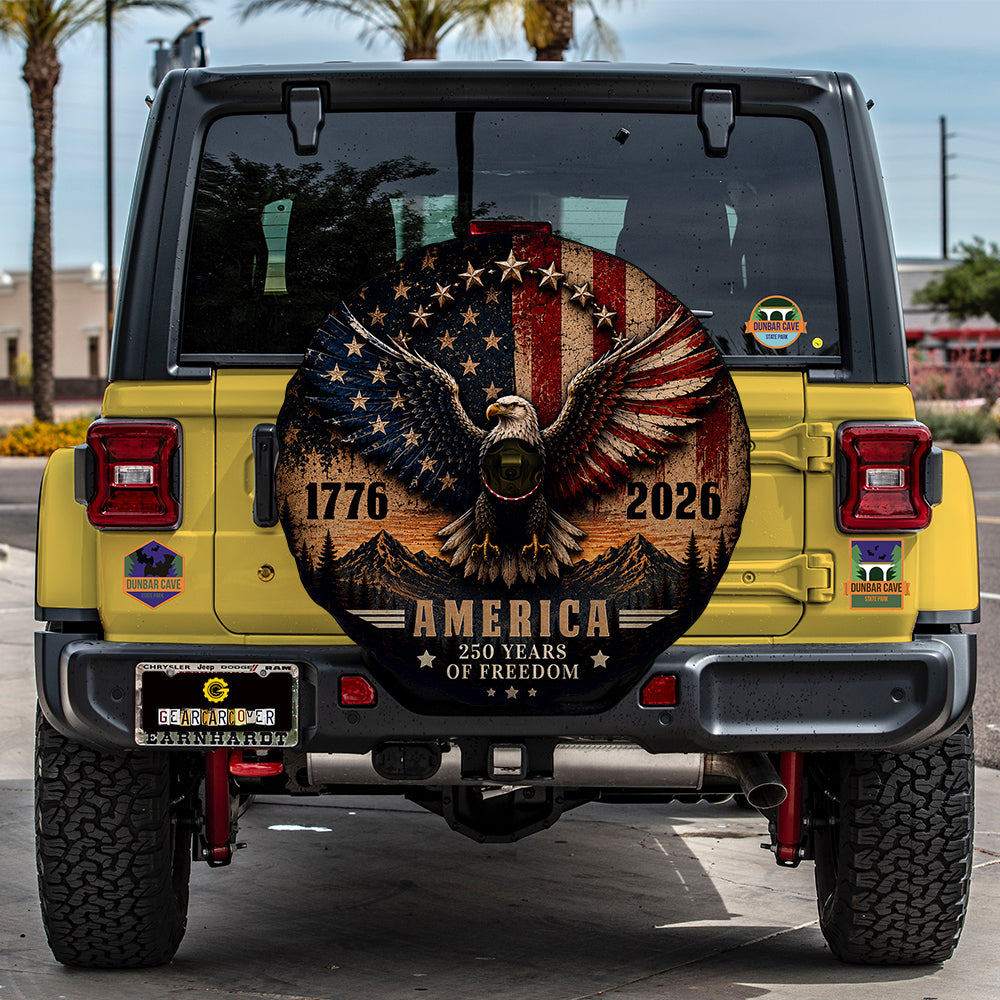 USA 250 Years of Freedom Spare Tire Cover With Camera Hole - Gearcarcover - 1