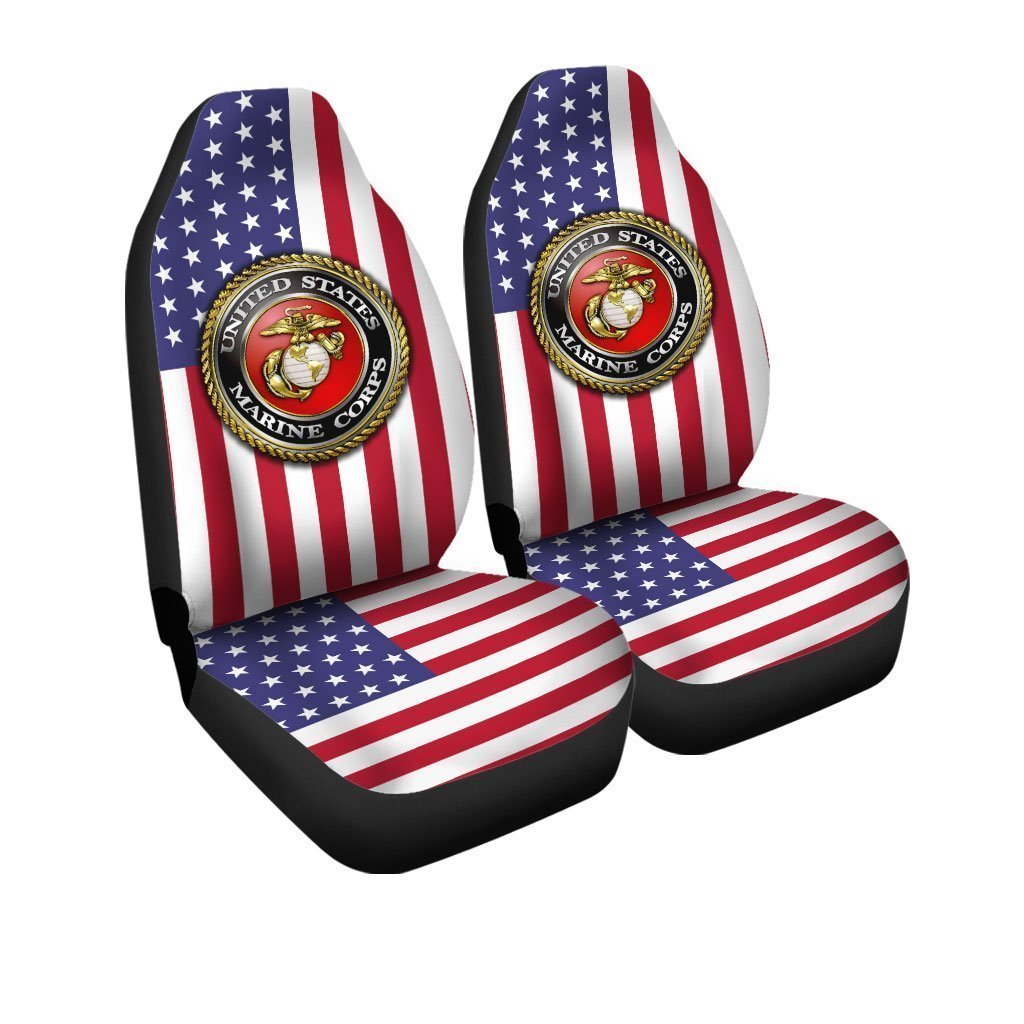 U.S Marine Corps Car Seat Covers Custom American Flag Car Accessories - Gearcarcover - 3