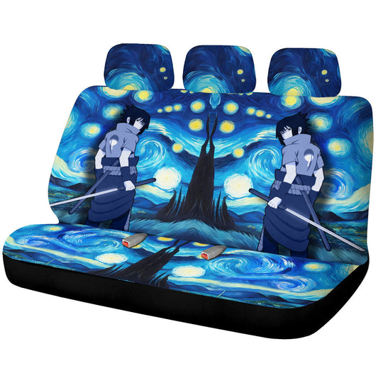 Uchiha Sasuke Car Back Seat Covers Custom Starry Night Styles - Gearcarcover - 1