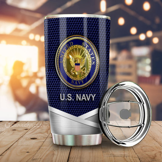 United States Navy Tumbler Cup Custom Name Car Accessories - Gearcarcover - 2
