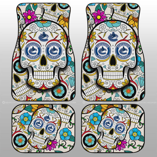 Vancouver Canucks Car Floor Mats Custom Sugar Skull Car Accessories - Gearcarcover - 1