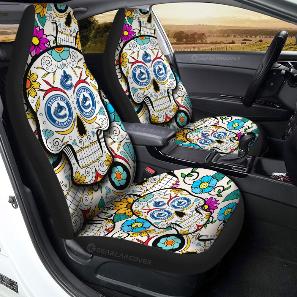 Vancouver Canucks Car Seat Covers Custom Sugar Skull Car Accessories - Gearcarcover - 2