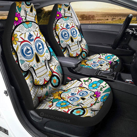 Vancouver Canucks Car Seat Covers Custom Sugar Skull Car Accessories - Gearcarcover - 2