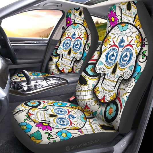 Vancouver Canucks Car Seat Covers Custom Sugar Skull Car Accessories - Gearcarcover - 1