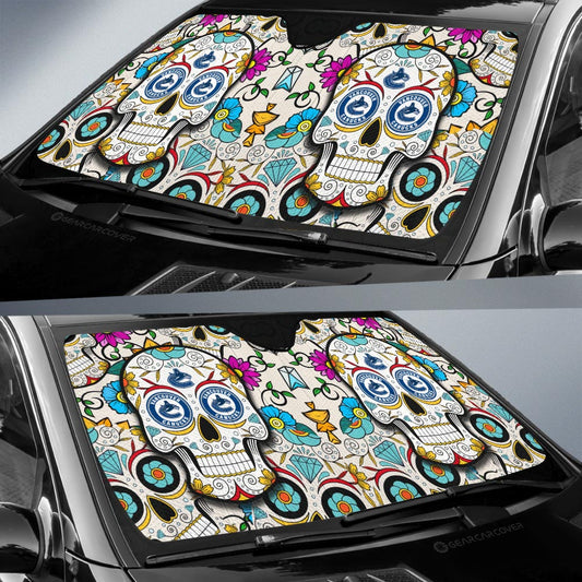 Vancouver Canucks Car Sunshade Custom Sugar Skull Car Accessories - Gearcarcover - 2