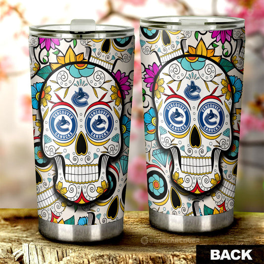 Vancouver Canucks Tumbler Cup Custom Sugar Skull Car Accessories - Gearcarcover - 2