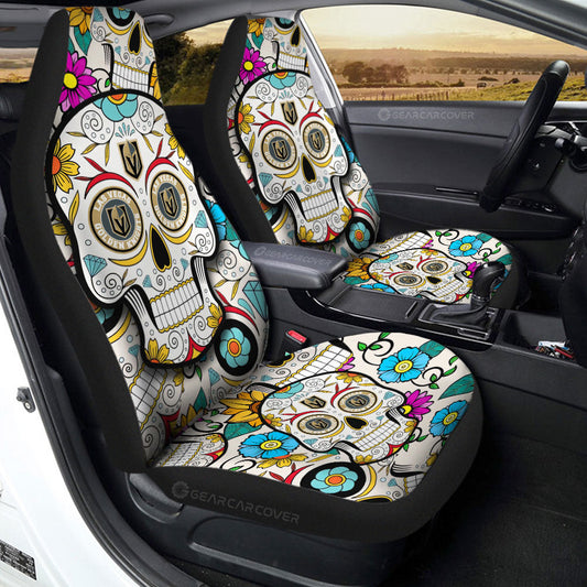 Vegas Golden Knights Car Seat Covers Custom Sugar Skull Car Accessories - Gearcarcover - 2