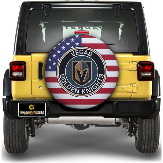 Vegas Golden Knights Spare Tire Covers Custom US Flag Style - Gearcarcover - 1