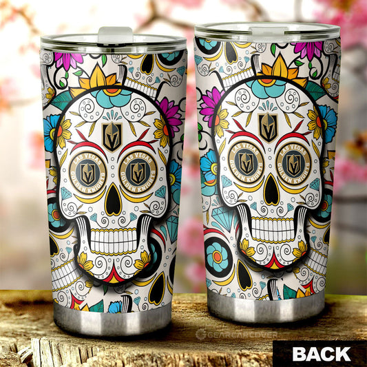 Vegas Golden Knights Tumbler Cup Custom Sugar Skull Car Accessories - Gearcarcover - 2