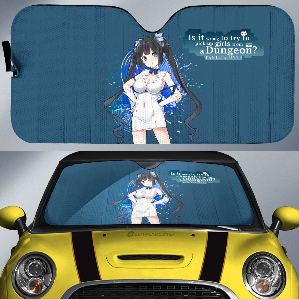Waifu Girl Hestia Car Sunshade Custom Dungeon Ni Deai Wo Motomeru Car Accessories - Gearcarcover - 1