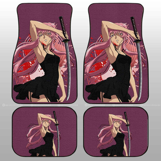 Waifu Girl Yuno Gasai Car Floor Mats Custom The Future Diary Car Accessories - Gearcarcover - 2