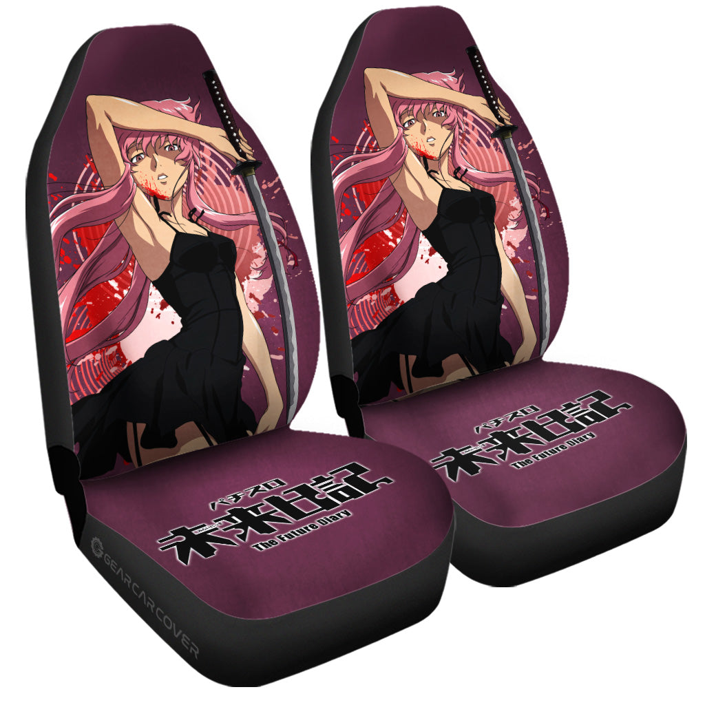 Waifu Girl Yuno Gasai Car Seat Covers Custom The Future Diary Car Accessories - Gearcarcover - 3