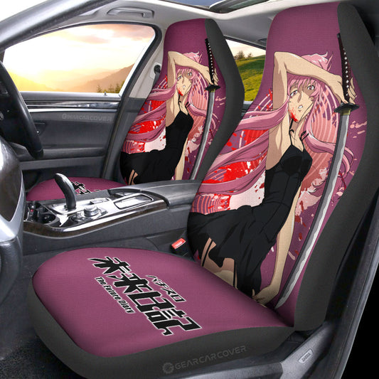 Waifu Girl Yuno Gasai Car Seat Covers Custom The Future Diary Car Accessories - Gearcarcover - 2
