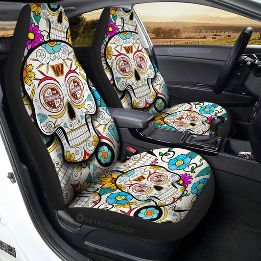 Washington Commanders Car Seat Covers Custom Sugar Skull Car Accessories - Gearcarcover - 2