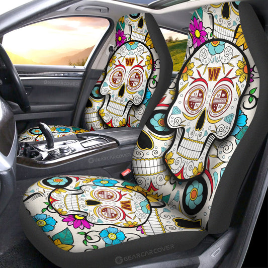 Washington Commanders Car Seat Covers Custom Sugar Skull Car Accessories - Gearcarcover - 1