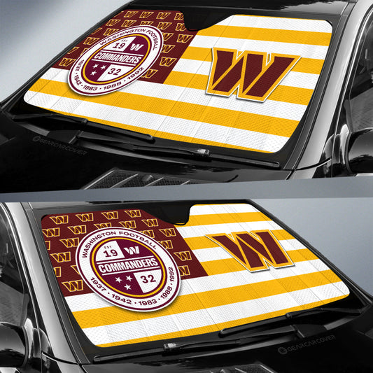 Washington Commanders Car Sunshade Custom US Flag Style - Gearcarcover - 2