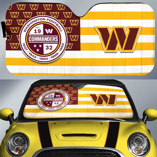 Washington Commanders Car Sunshade Custom US Flag Style - Gearcarcover - 1