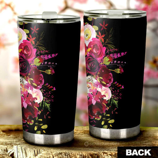 Watercolor Flowers Tumbler Cup Custom Personalized Name Car Interior Accessories - Gearcarcover - 2