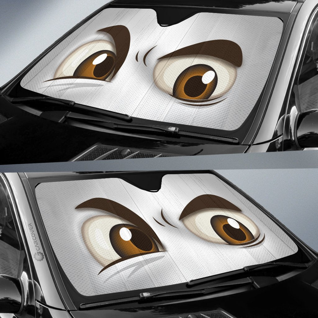 White Challenging Car Eyes Sun Shade Custom Funny Car Accessories - Gearcarcover - 2