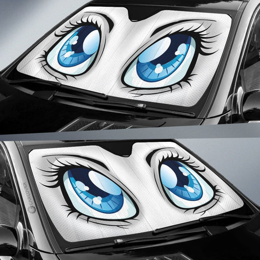 White Cute Car Eyes Sun Shade Custom Cool Car Accessories - Gearcarcover - 2