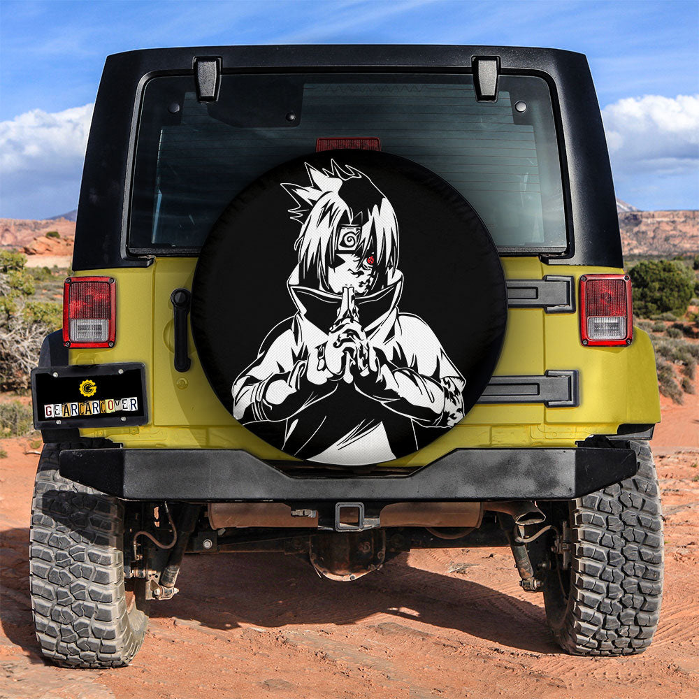 White Uchiha Sasuke Spare Tire Cover Custom Anime - Gearcarcover - 2