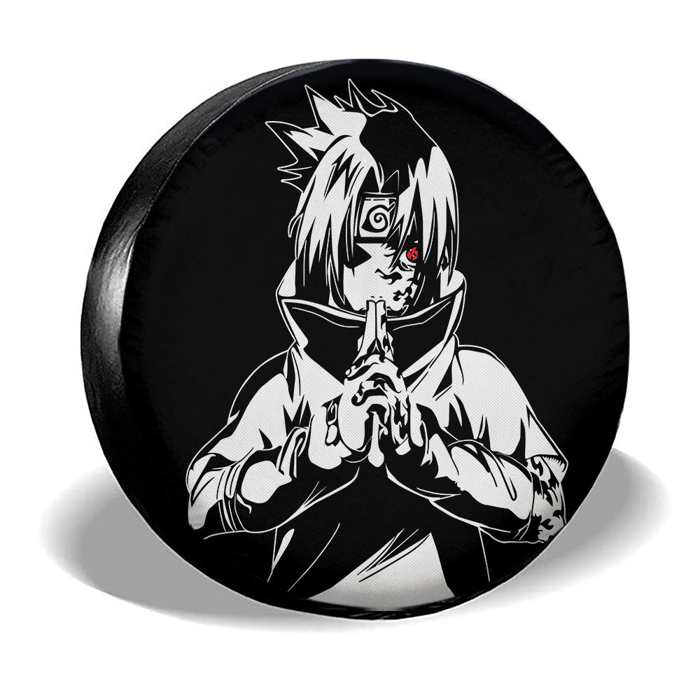 White Uchiha Sasuke Spare Tire Cover Custom Anime - Gearcarcover - 3