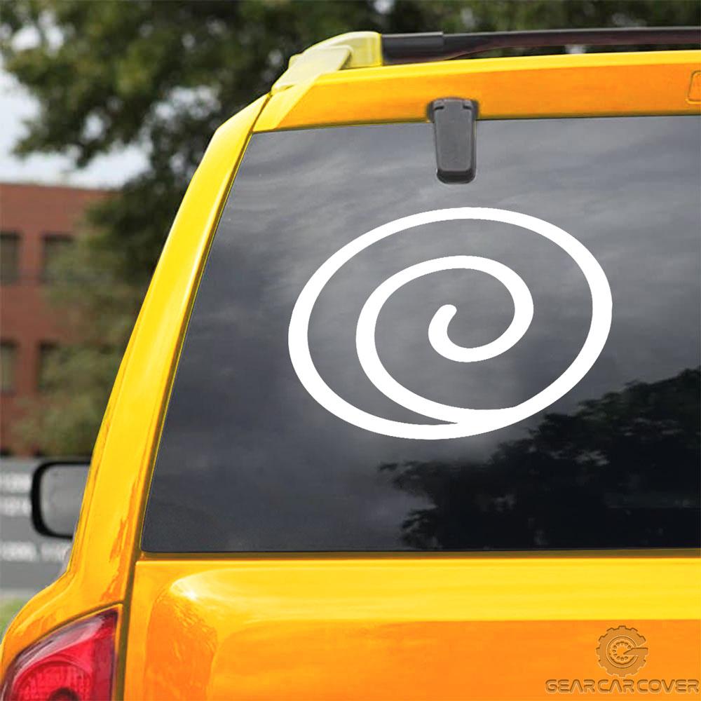 White Uzumaki Symbol Car Sticker Custom Anime Car Accessories - Gearcarcover - 3