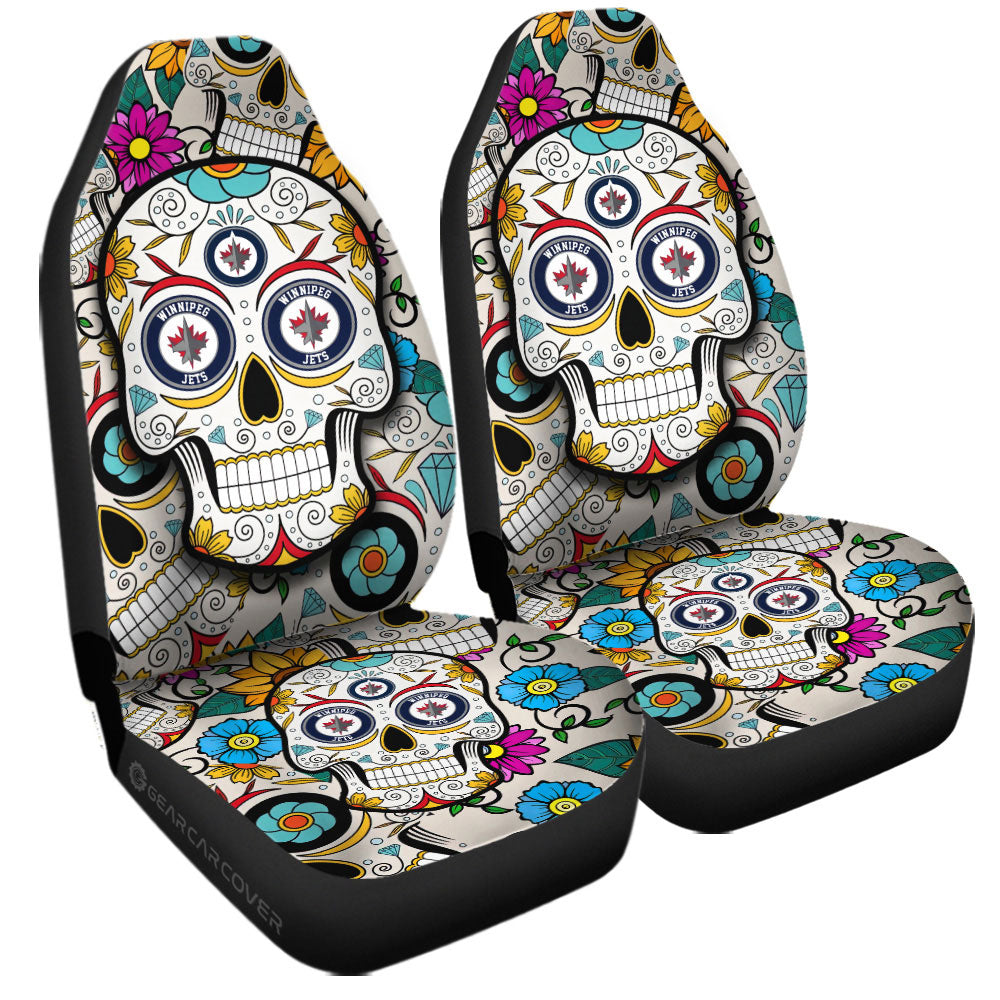 Winnipeg Jets Car Seat Covers Custom Sugar Skull Car Accessories - Gearcarcover - 3