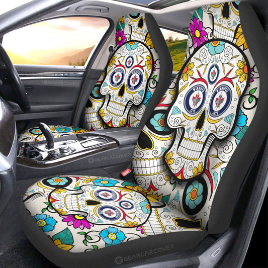 Winnipeg Jets Car Seat Covers Custom Sugar Skull Car Accessories - Gearcarcover - 1
