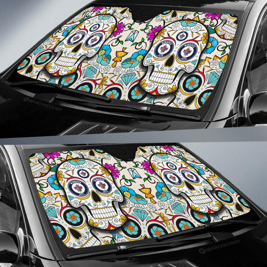 Winnipeg Jets Car Sunshade Custom Sugar Skull Car Accessories - Gearcarcover - 2