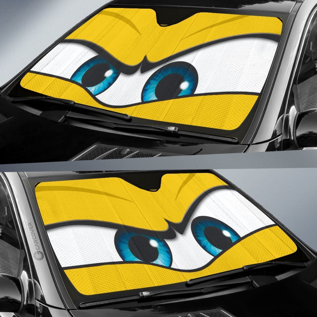 Yellow Angry Eyes Car Sunshade Custom Car Accessories - Gearcarcover - 2