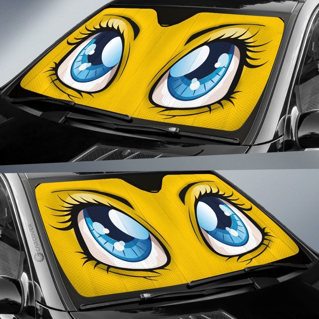 Yellow Cute Car Eyes Sun Shade Custom Cool Car Accessories - Gearcarcover - 2