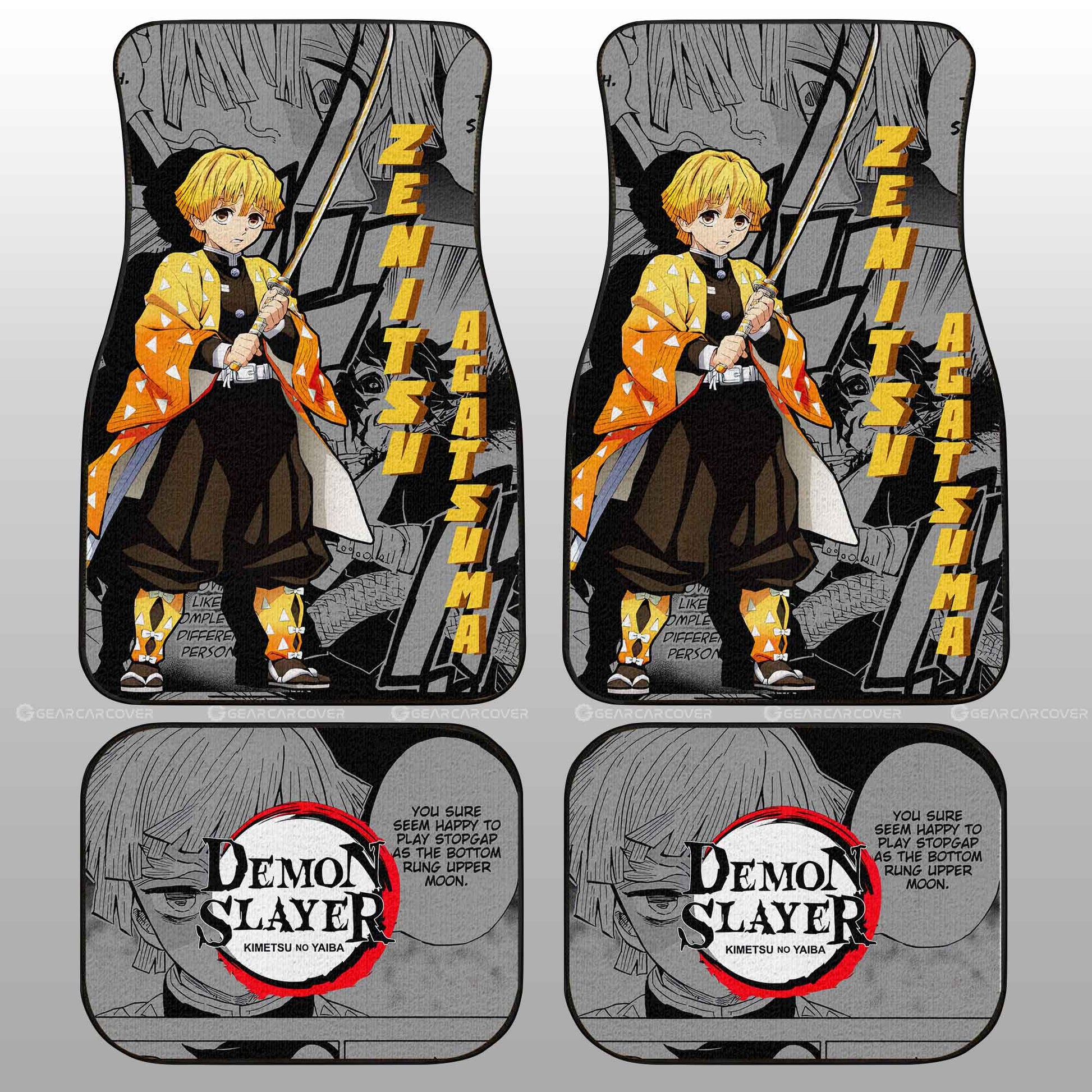 Zenitsu Agatsuma Car Floor Mats Custom Mix Mangas - Gearcarcover - 2