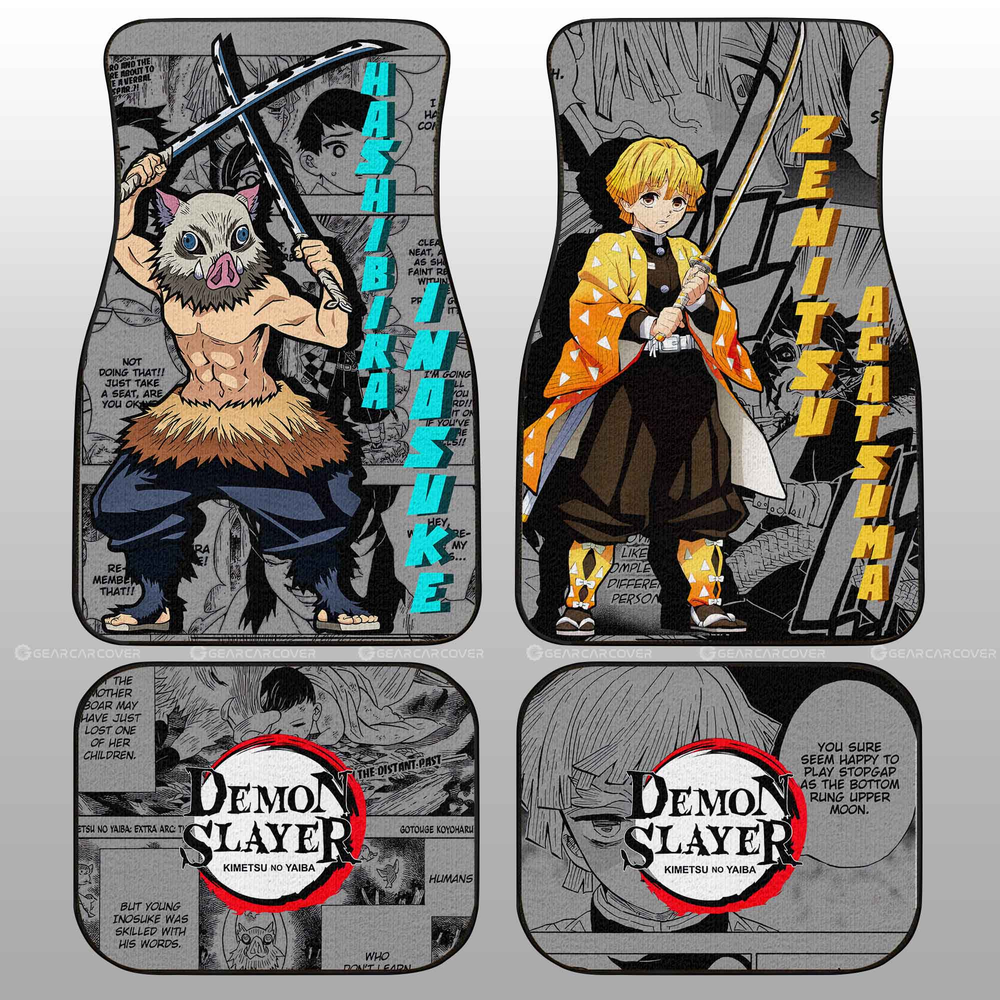 Zenitsu And Inosuke Car Floor Mats Custom Mix Mangas - Gearcarcover - 1