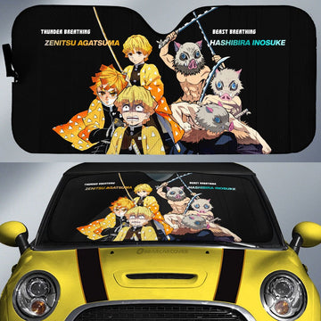 Zenitsu And Inosuke Car Sunshade Custom - Gearcarcover - 1