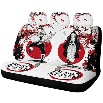 Zenitsu And Nezuko Car Back Seat Covers Custom Japan Style Car Accessories - Gearcarcover - 1