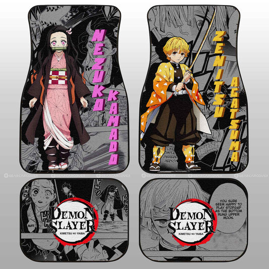 Zenitsu And Nezuko Car Floor Mats Custom Mix Mangas - Gearcarcover - 1