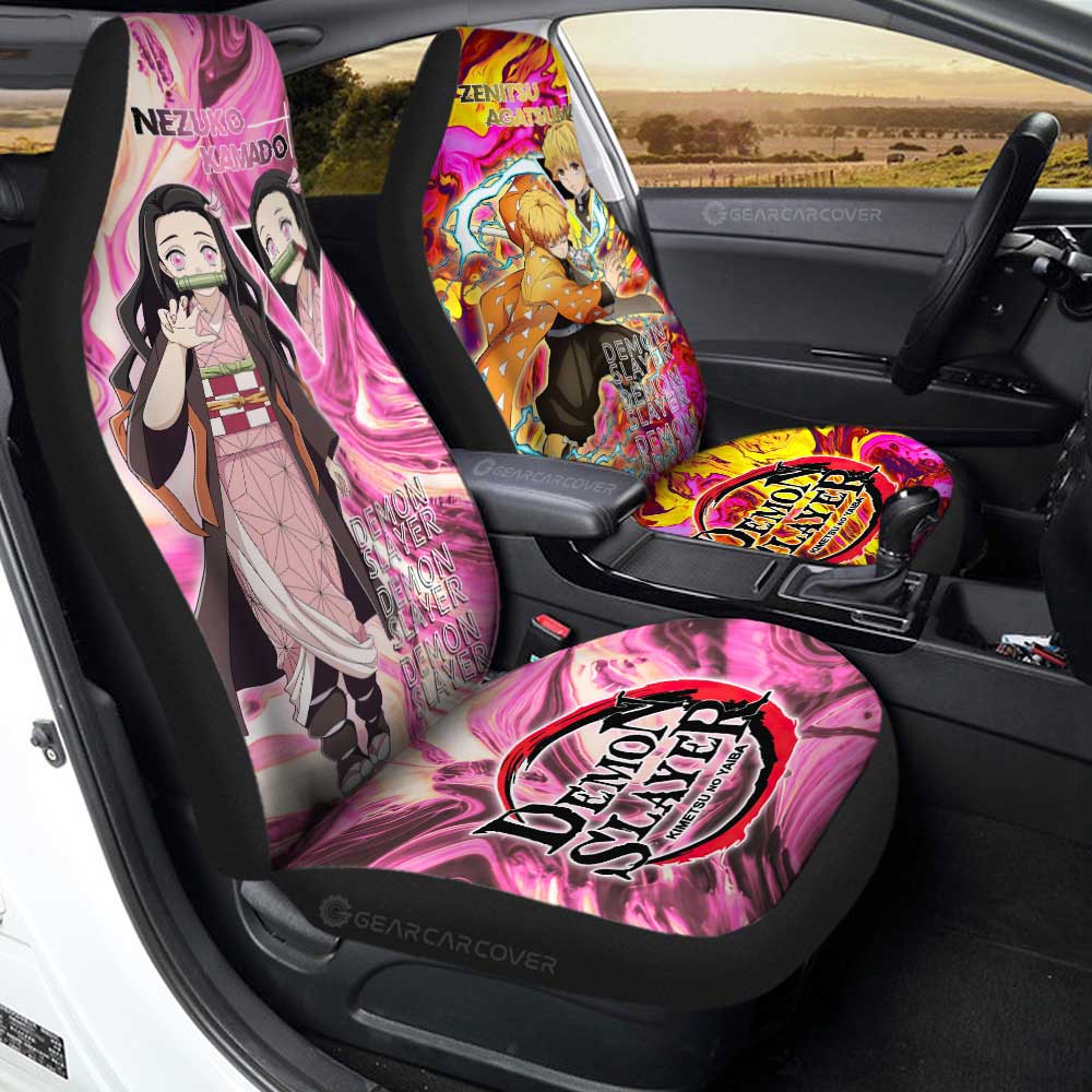 Zenitsu And Nezuko Car Seat Covers Custom Car Accessories - Gearcarcover - 2