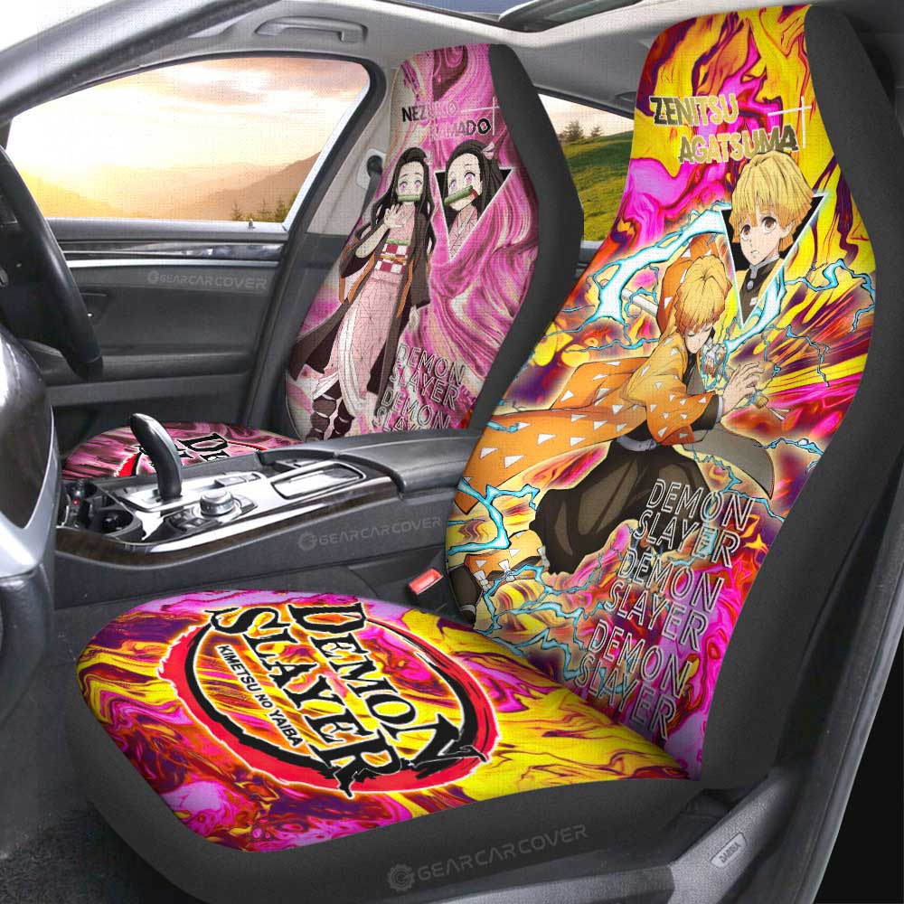 Zenitsu And Nezuko Car Seat Covers Custom Car Accessories - Gearcarcover - 1