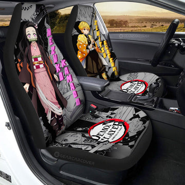 Zenitsu And Nezuko Car Seat Covers Custom Mix Mangas - Gearcarcover - 1