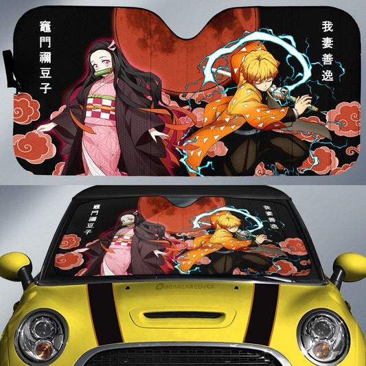 Zenitsu And Nezuko Car Sunshade Custom Car Accessories - Gearcarcover - 1