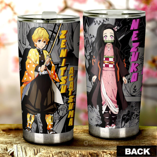 Zenitsu And Nezuko Tumbler Cup Custom Mix Mangas - Gearcarcover - 1