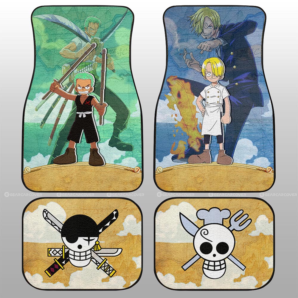 Zoro And Sanji Car Floor Mats Custom Map Car Accessories For Fans - Gearcarcover - 1