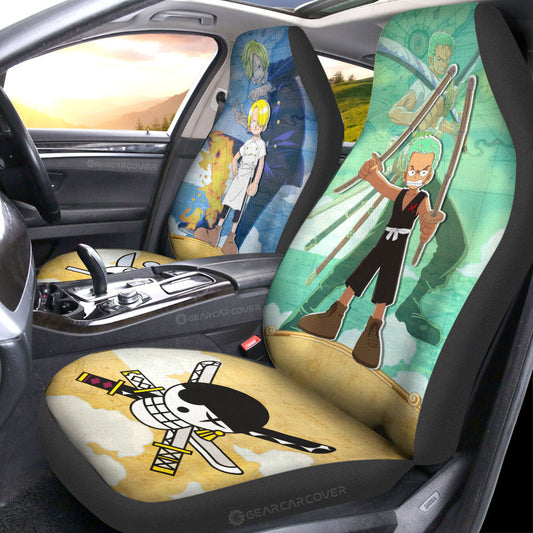 Zoro And Sanji Car Seat Covers Custom Map Car Accessories For Fans - Gearcarcover - 2