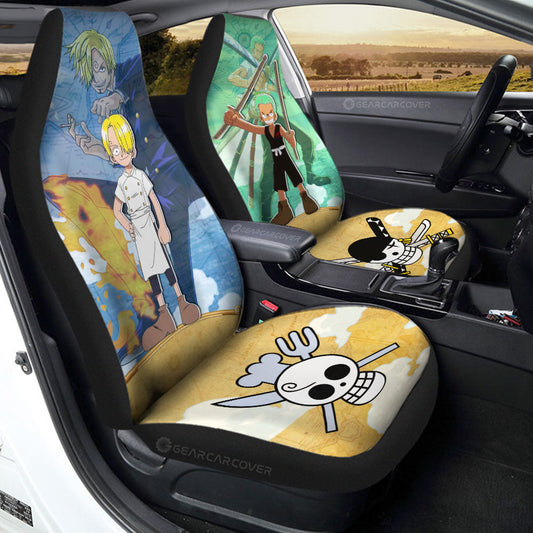 Zoro And Sanji Car Seat Covers Custom Map Car Accessories For Fans - Gearcarcover - 1