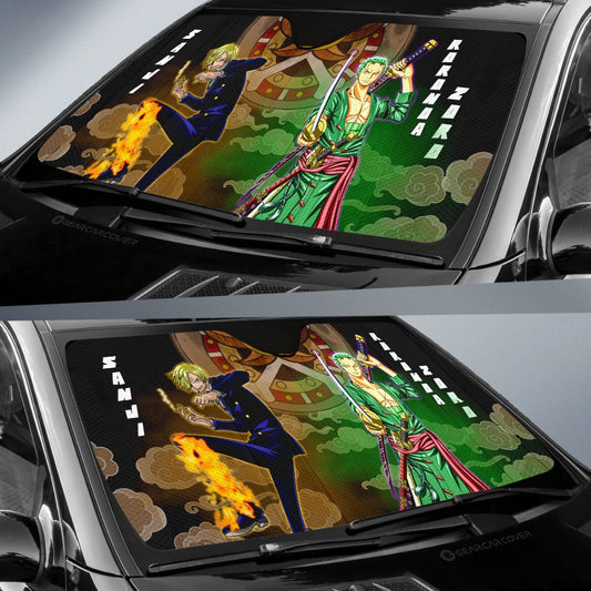 Zoro And Sanji Car Sunshade Custom For Fans - Gearcarcover - 2