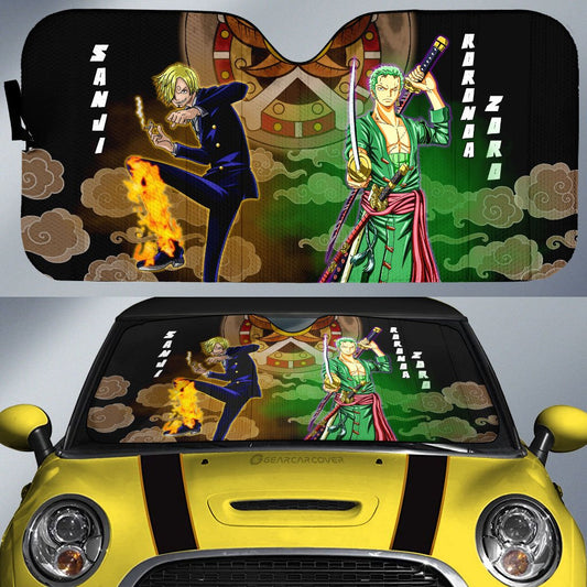 Zoro And Sanji Car Sunshade Custom For Fans - Gearcarcover - 1