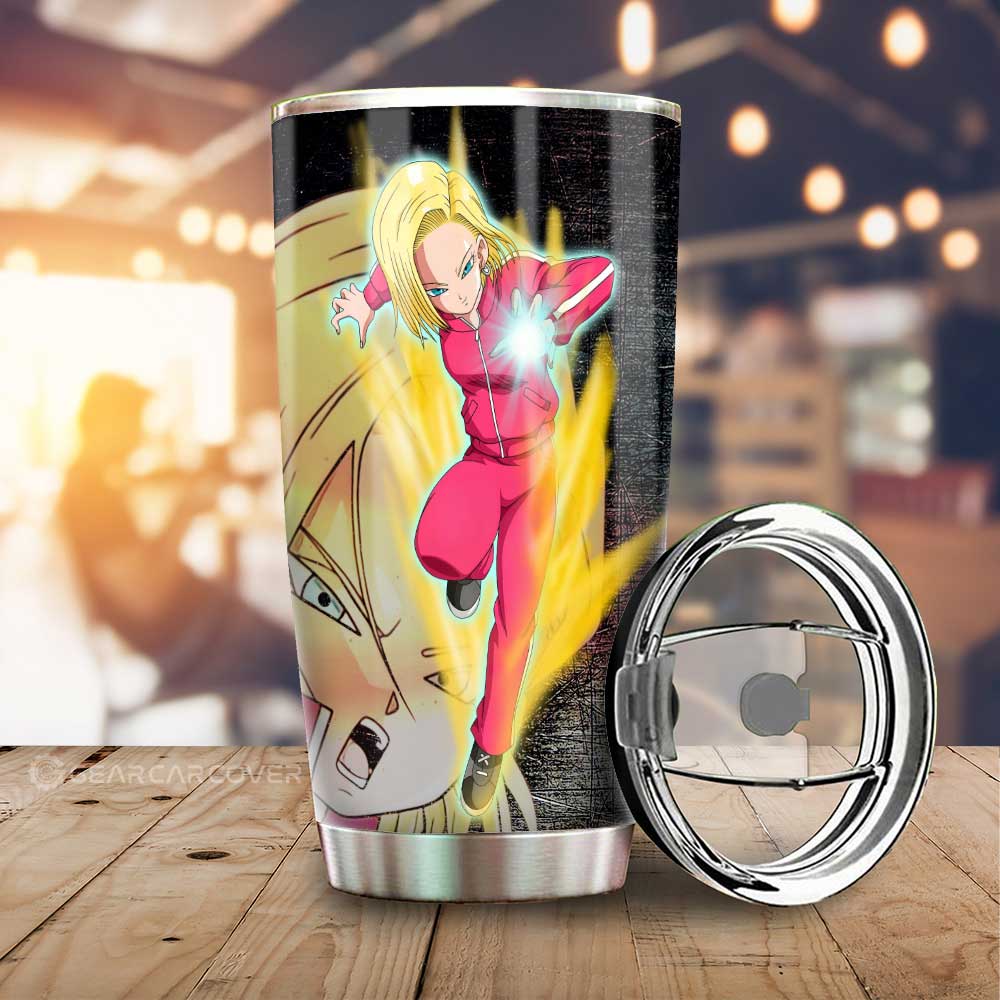 ndroid 18 And Krillin Tumbler Cup Custom Car Interior Accessories - Gearcarcover - 3