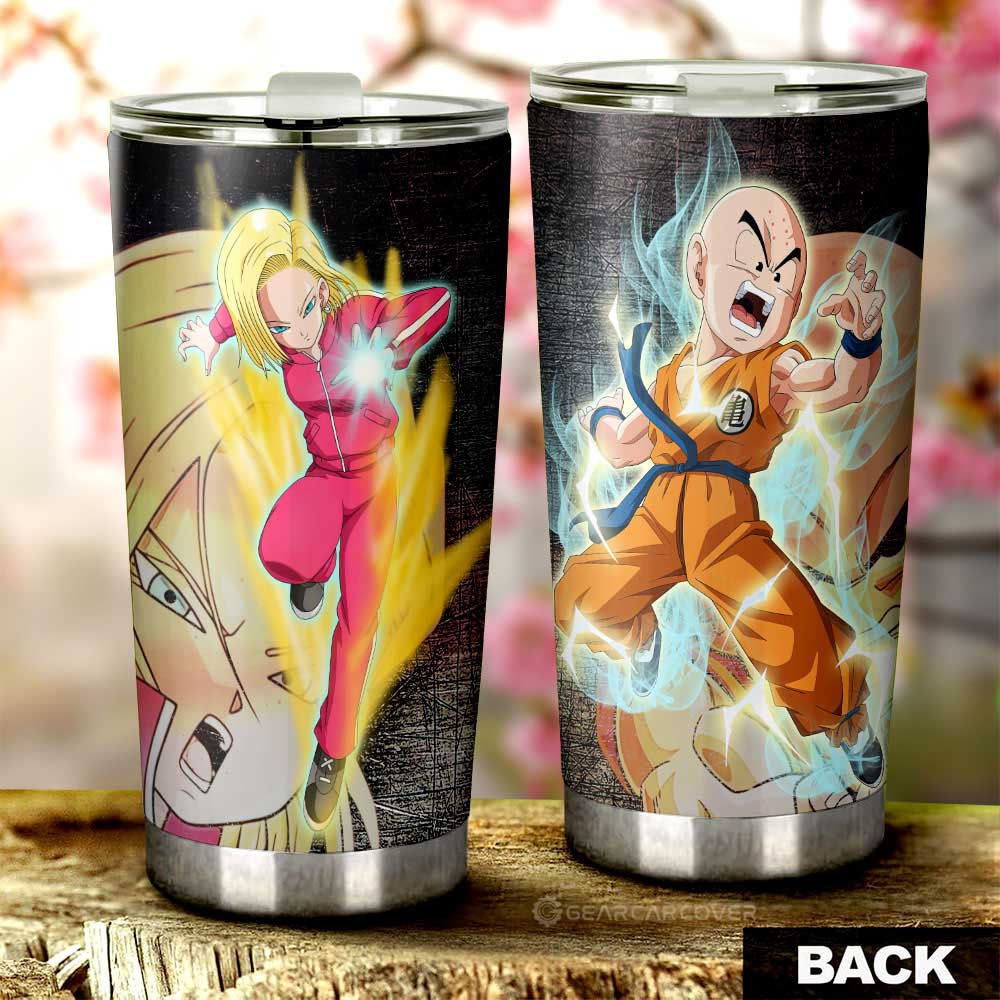 ndroid 18 And Krillin Tumbler Cup Custom Car Interior Accessories - Gearcarcover - 1