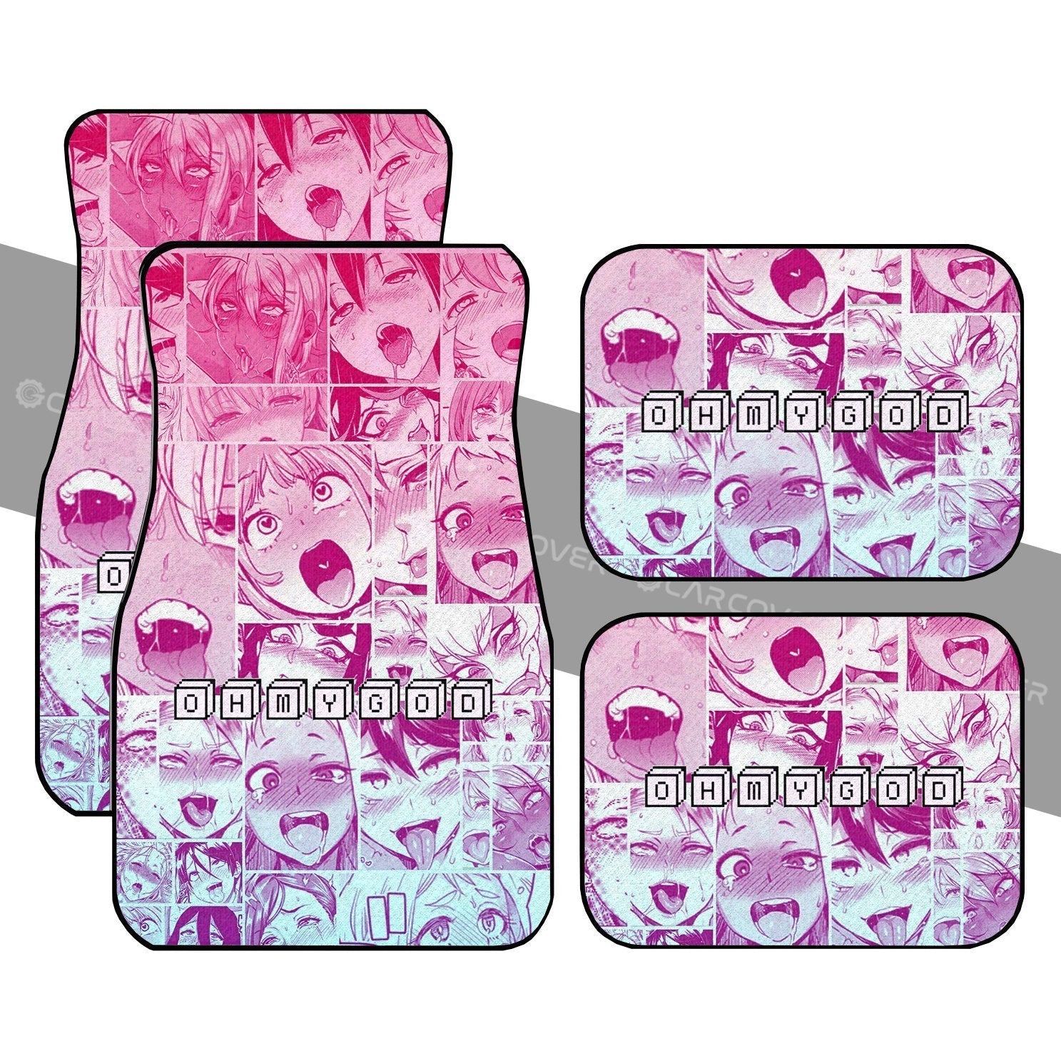 Ahegao Car Floor Mats Custom OMG Car Interior Accessories - Gearcarcover - 1